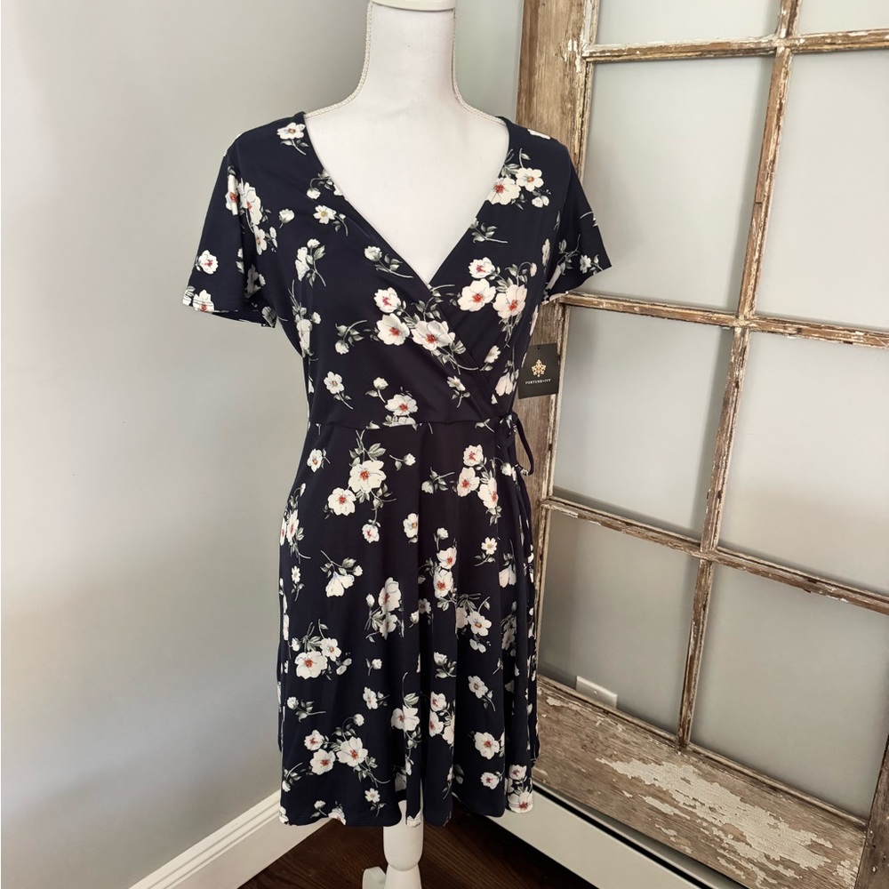 Navy Floral Midi Dress